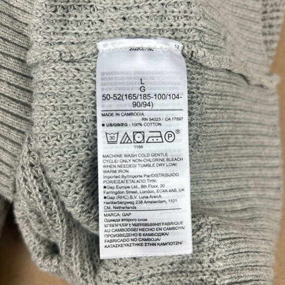 Gap Textured Raglan Long Sleeve Sweater Mens Large Heather Gray Knit Crew Neck - Picture 4 of 6